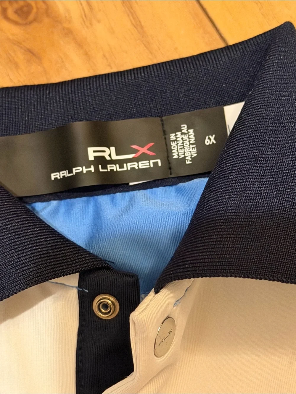 Ralph Lauren White Polo Dress with Light Blue Sleeves and Navy Panels